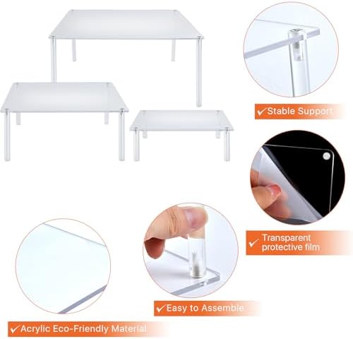 3 Pcs Square Acrylic Cake Stands Set