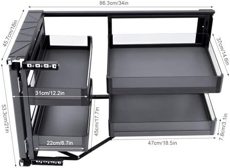 14 Inch Blind Corner Two Tier Cabinet Pull Out Organizer