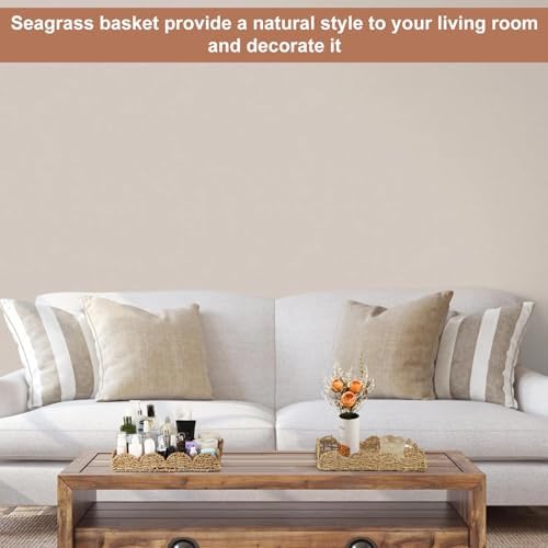 2 Pack Wicker Scalloped Serving Trays with Handles