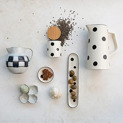 Creative Co-Op Farmhouse Pitcher with Polka Dots
