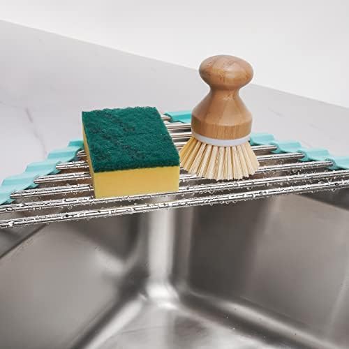 Tomorotec Green Triangle Roll-Up Dish Drying Rack for Sink