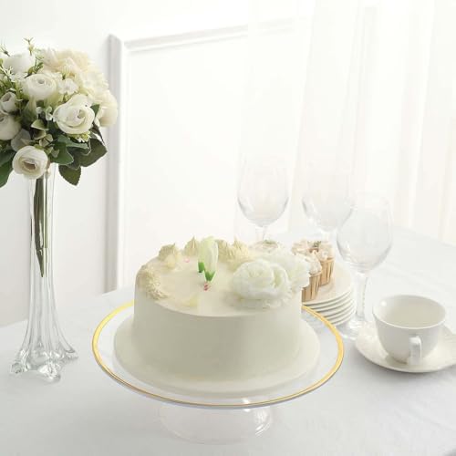 Efavormart 2 Pack Clear Gold Rim Plastic Cupcake Display Riser