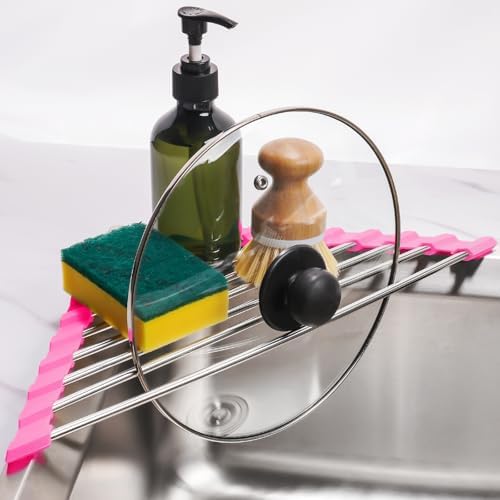 Tomorotec Triangle Roll-Up Dish Drying Rack - Small Foldable Stainless Steel
