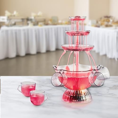 Nostalgia 3-Tier Party Fountain With LED Light Reusable Cups Included