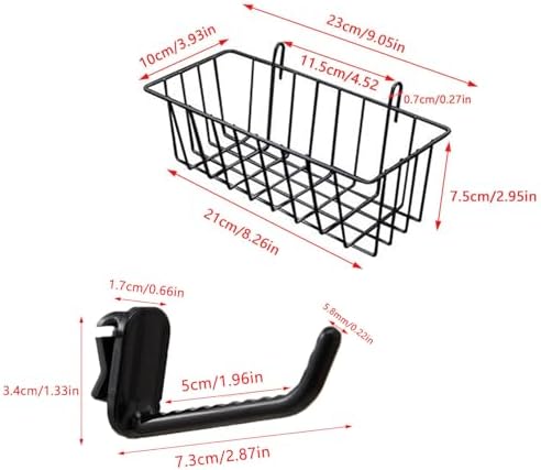 2 Pack Grid Panels Hanging Wire Basket Storage with Plastic Hooks