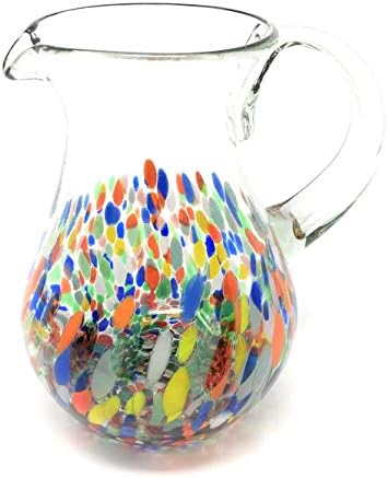 Mexican Hand Blown Glass Pitcher Confetti Carmen 84 oz
