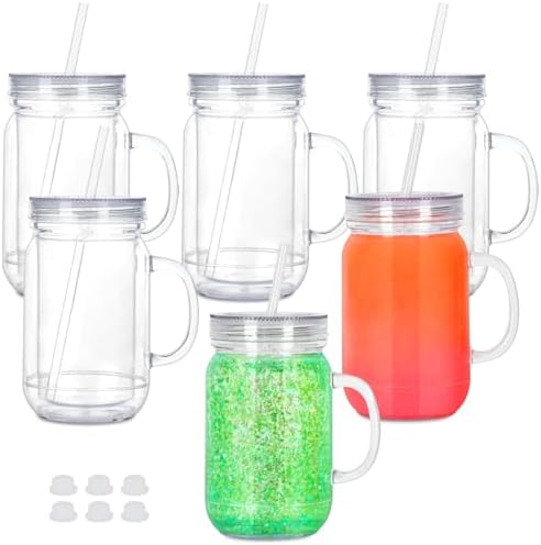 20 Oz Acrylic Snowglobe Tumbler with Handle 6 Pack