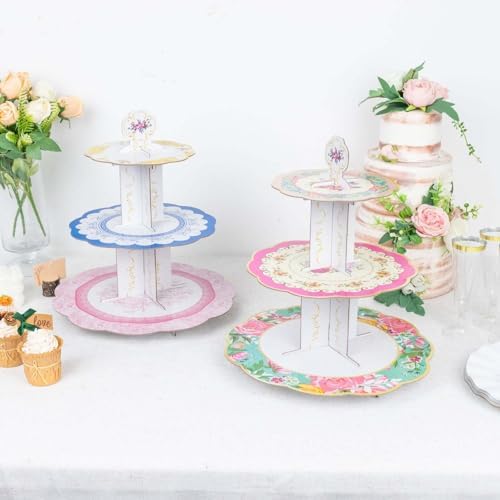 Efavormart 2 Pack 14 Inch 3 Tier Floral Cupcake Stand