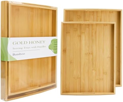 GOLD HONEY Bamboo Serving Tray Set of 2