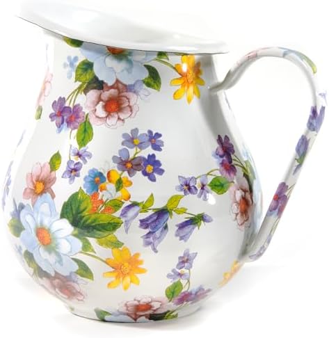 Mackenzie-Childs Enamel Pitcher with Spout 3 Quarts White Flower Market