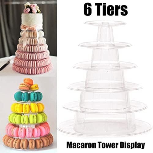 6 Tiers Adjustable Macaron Tower Stand Plastic Transparent Cake Holder Display Rack
