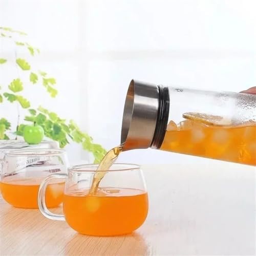 Glass Water Pitcher With Lid for Hot and Cold Drinks