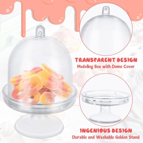 48 PCS Clear Mini Cake Stand with Dome and Lids