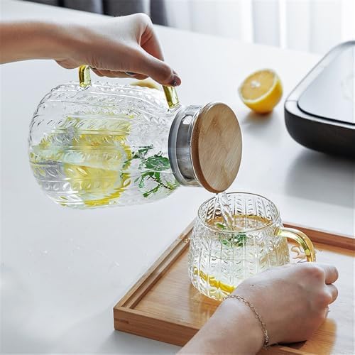 Cold Kettle 1500ML Glass Water Pitcher with Stainless Steel Lid