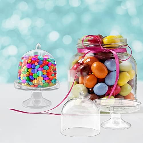 12 Pack Plastic Mini Cake Stand with Clear Dome Cover