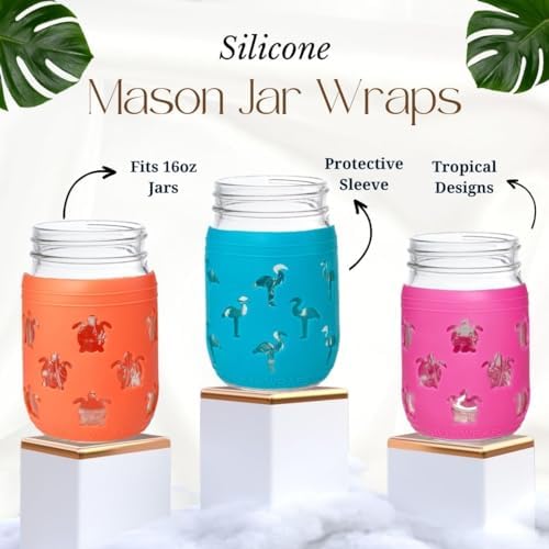 Sili Wraps Aqua Turtle Mason Jar Sleeves Set of 4