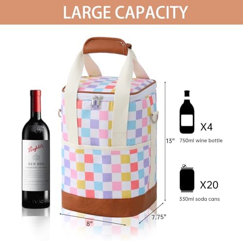 4 Bottle Wine Tote Bag - Leakproof Insulated Carrier with Adjustable Strap