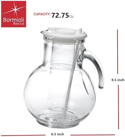 Bormioli Rocco Kufra 6775 oz Glass Jug with Ice Container and Lid
