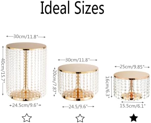 Luxury Gold Crystal Cake Display Plate 10 Inch Round Stand
