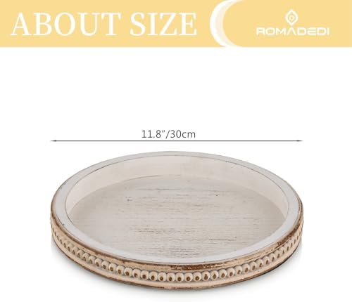 Romadedi Farmhouse Bead Round Wooden Candle Tray