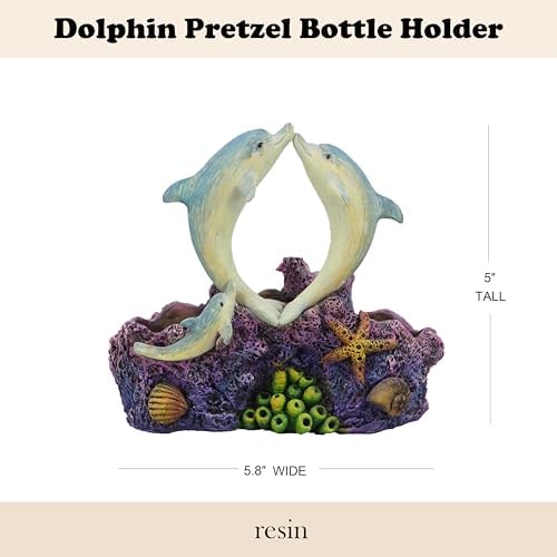 Dolphin Salt Pepper Shakers Set - Ceramic With Wire Holder