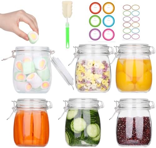 AuroTrends 25oz Glass Jars with Airtight Lids 6Pack