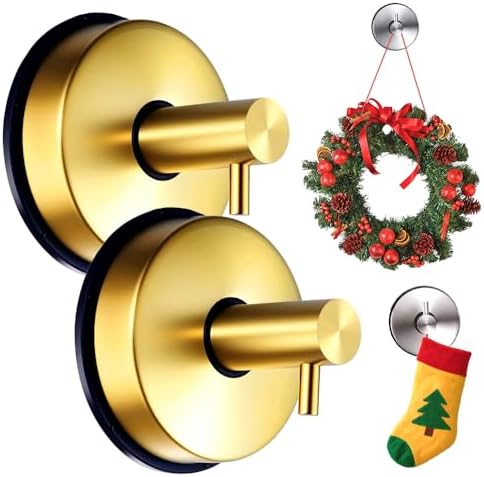 Multifunctional Suction Cup Wreath Hanger Hook 2pc Gold