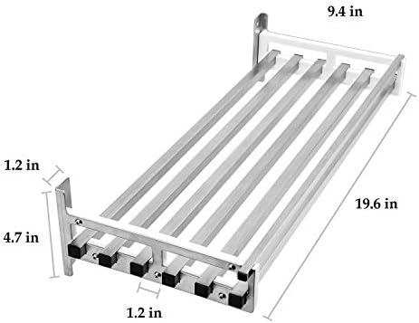 Wall Shelf with 16 Hooks Stainless Steel Organizer Rack
