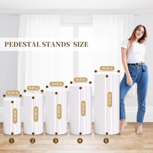 White PVC Cylinder Pedestal Stand for Parties 5PCS