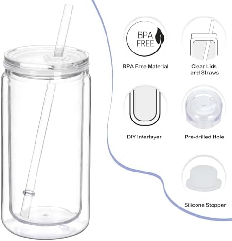 8 Pack Clear Snow Globe Tumbler DIY Kit