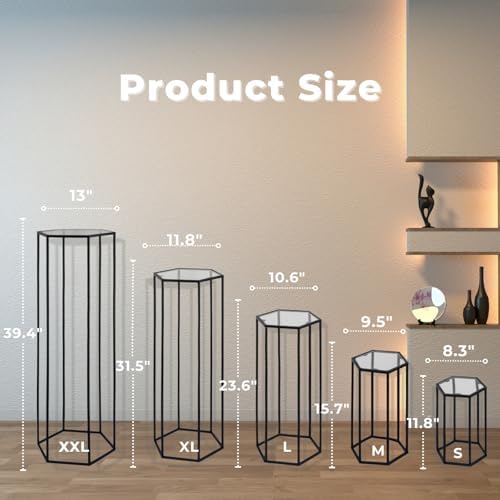 5PCS Hexagon Black Metal Cake Stand for Party Decorations