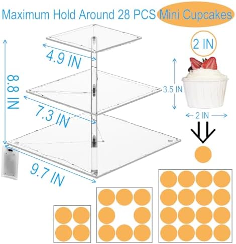 3 Tier Cupcake Stand with LED Yellow Light for 24 Cupcakes