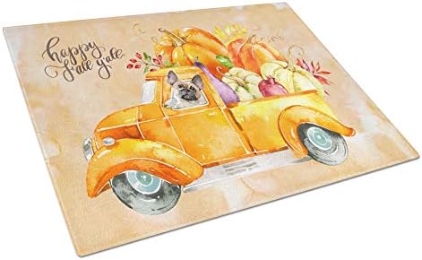 Fall Harvest Fawn French Bulldog Glass Cutting Board