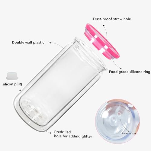 16 oz Acrylic Snow Globe Tumbler with Pre Drilled Hole 6 Pack