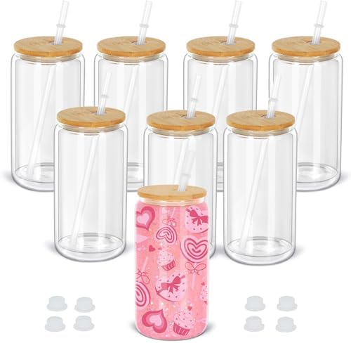 16 Oz Snow Globe Tumbler 8 Pack Sublimation Glass Cup DIY