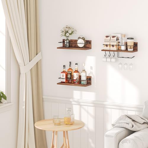 HOOBRO Wall Mounted Wine Rack 3 Pack