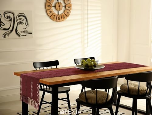 FEXIA Boho Red Table Runner 72 Inches with Tassels