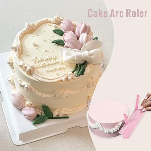 2 Pcs Flip Cake Arc Ruler with 3 Cake Scrapers Set