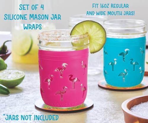 Sili Wraps Aqua Turtle Mason Jar Sleeves Set of 4