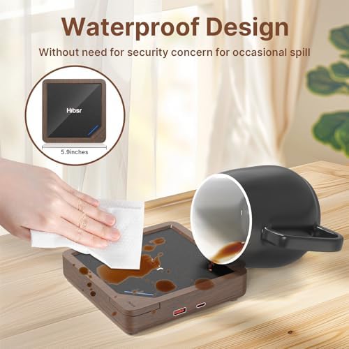 Hibsr Smart Coffee Mug Warmer with Wood Grain Design