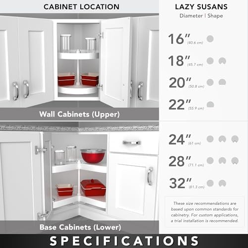 Rev-A-Shelf 28-Inch Almond Polymer 2-Shelf Adjustable Lazy Susans