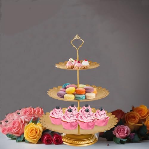 Hacaroa 7-Piece Gold Cake Stand Set