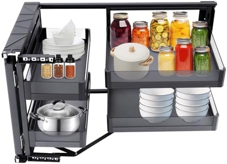 14 Inch Blind Corner Two Tier Cabinet Pull Out Organizer