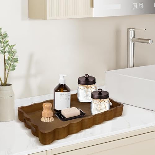 Pine Wood Serving Tray with Handles for Home Decor