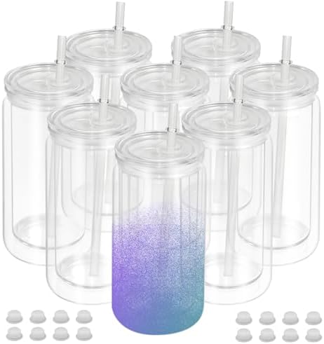 8PCS Plastic Snow Globe Tumblers with Pre Drilled Holes and Silicone Plugs