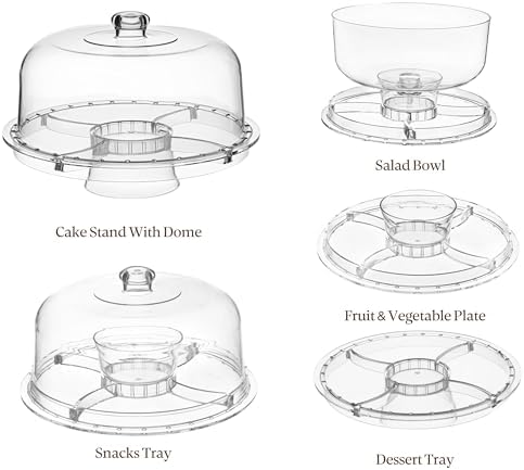 HBlife 6 in 1 Acrylic Cake Stand with Dome Cover