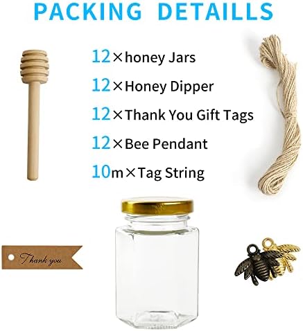 12 Pack 4oz Glass Honey Jars with Golden Lids