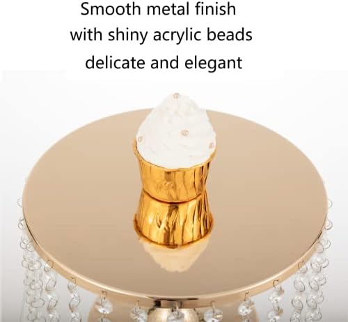 Luxury Gold Crystal Cake Display Plate 10 Inch Round Stand