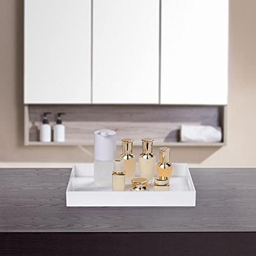 Modern Acrylic Ottoman Tray with Handles 11x14 Inch White