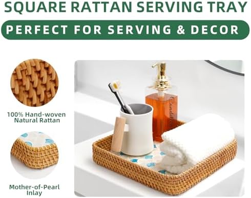 TEMUGODIE Rattan Decorative Serving Tray